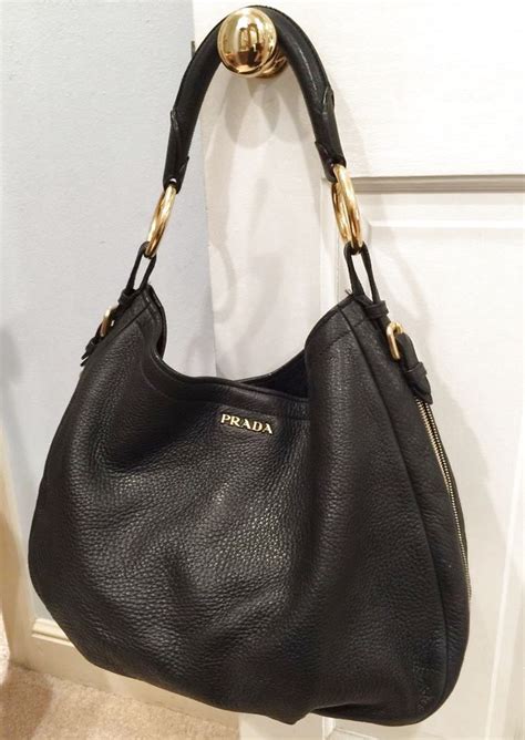 prada black pebbled leather bag|prada leather bag women black.